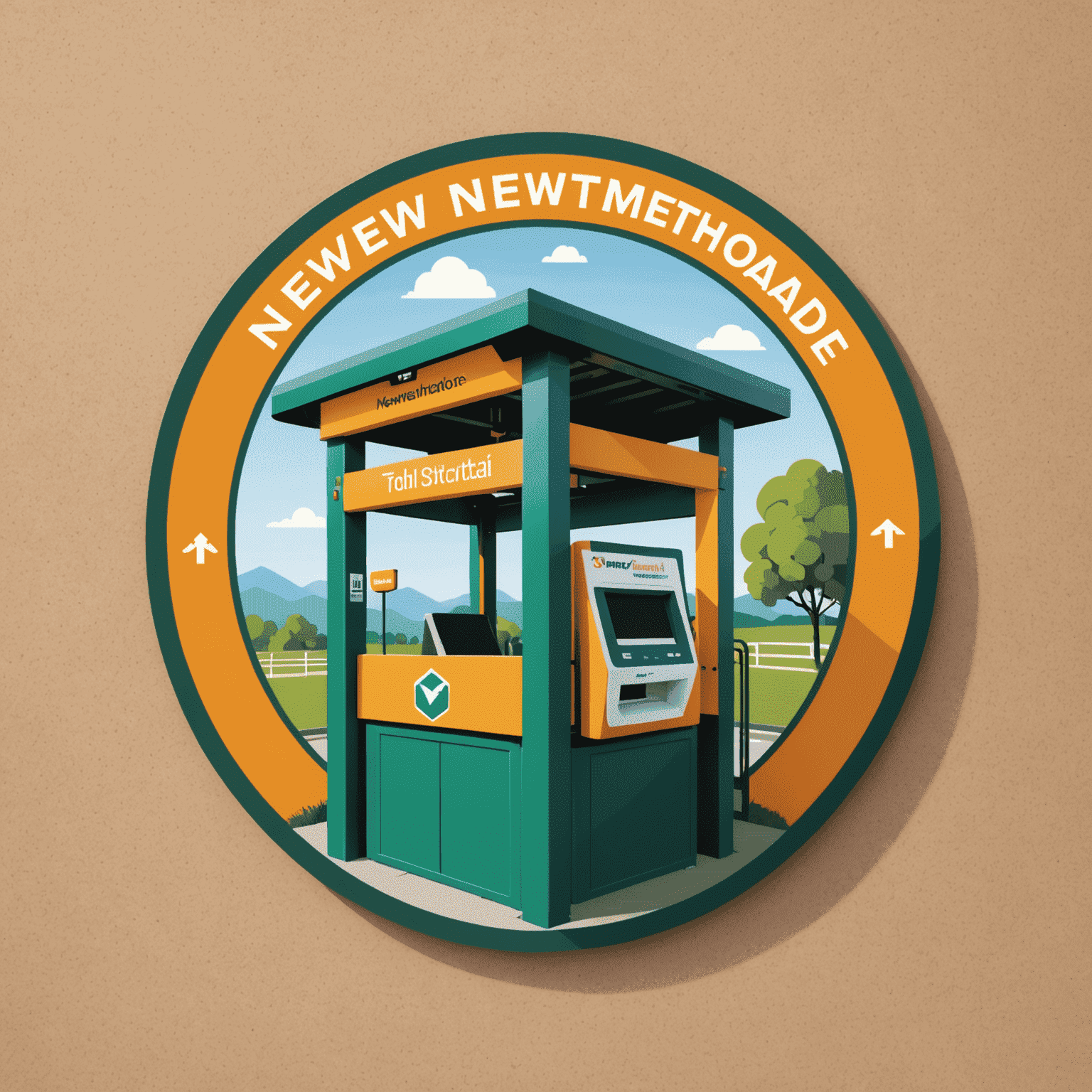 NewMethodAe logo featuring a stylized toll gate and smart card design
