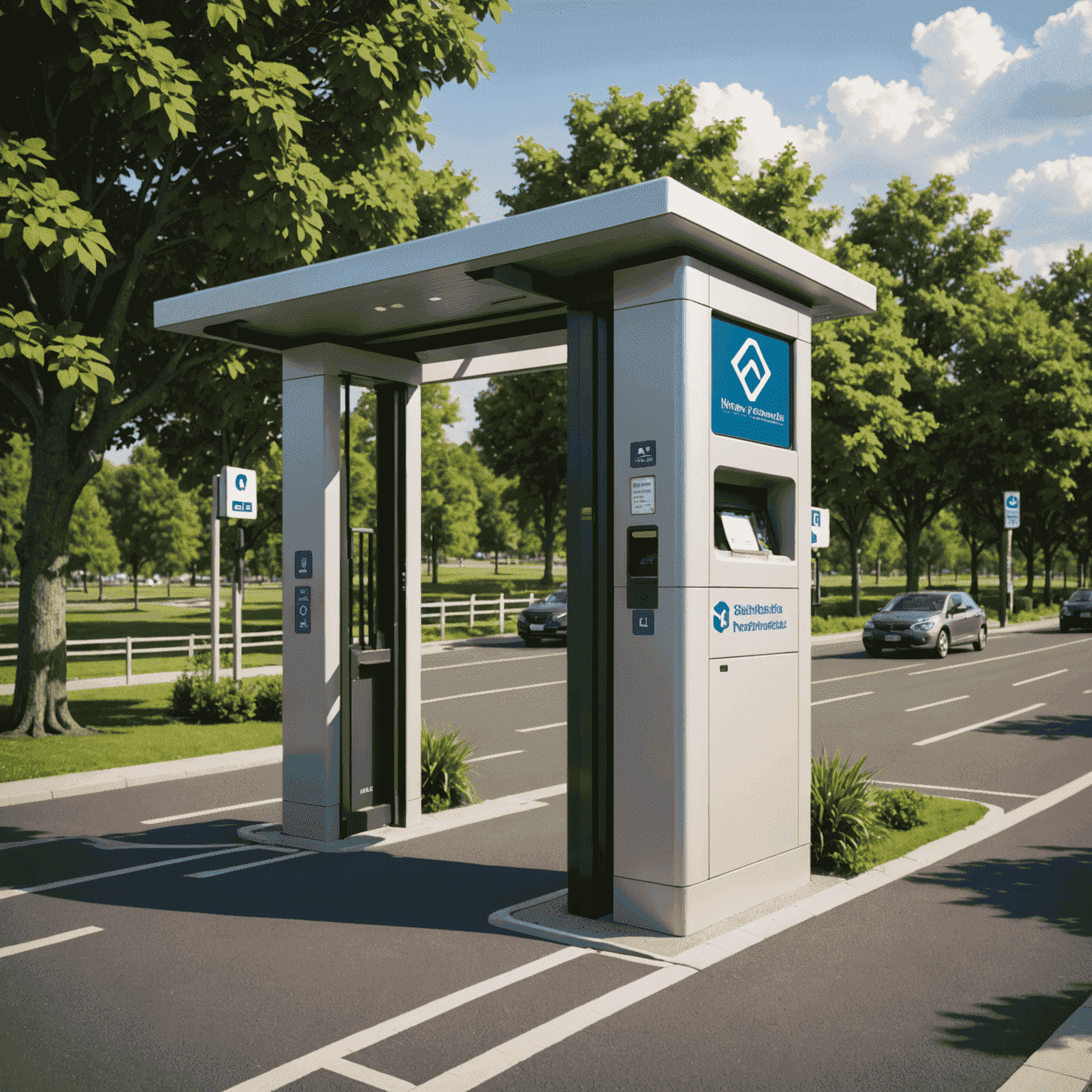 NewMethodAe logo featuring a stylized toll gate and smart card design