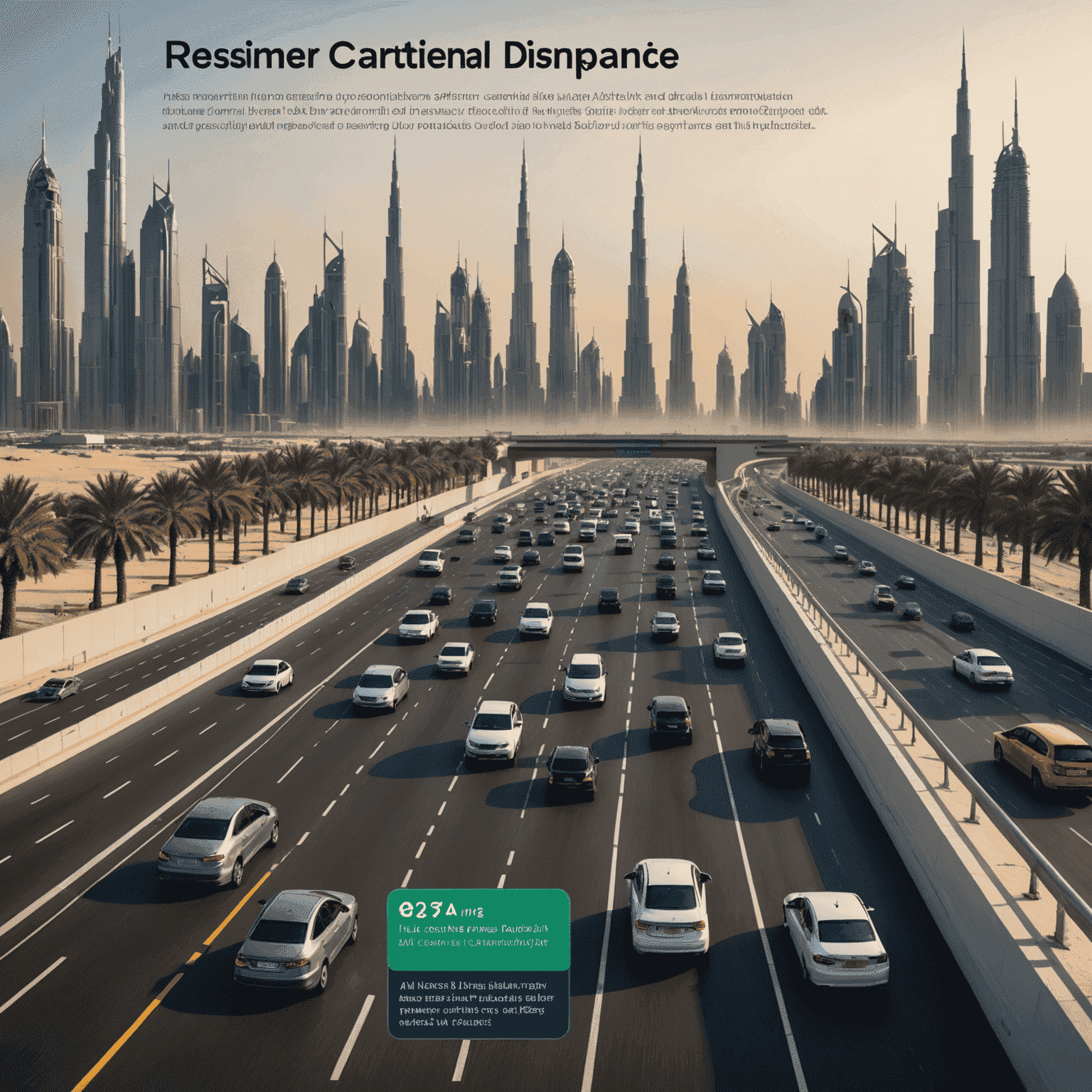 Infographic showing reduced carbon emissions and improved air quality in Dubai since the implementation of the new toll system